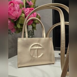 Authentic Small Gold Telfar Shopper Bag